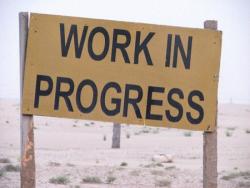 Work in Progress beach sign